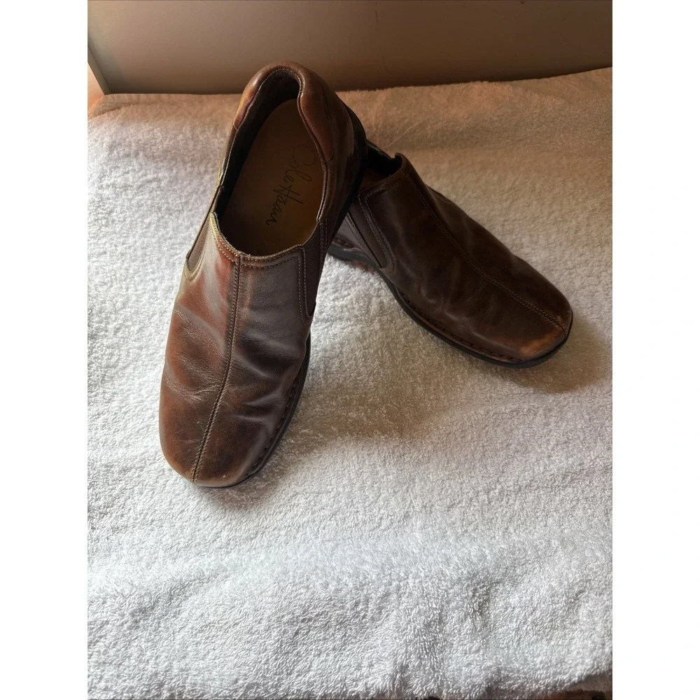 Cole Haan Zeno Men's Size US 9 Brown Leather Slip On Loafer Shoes C07486